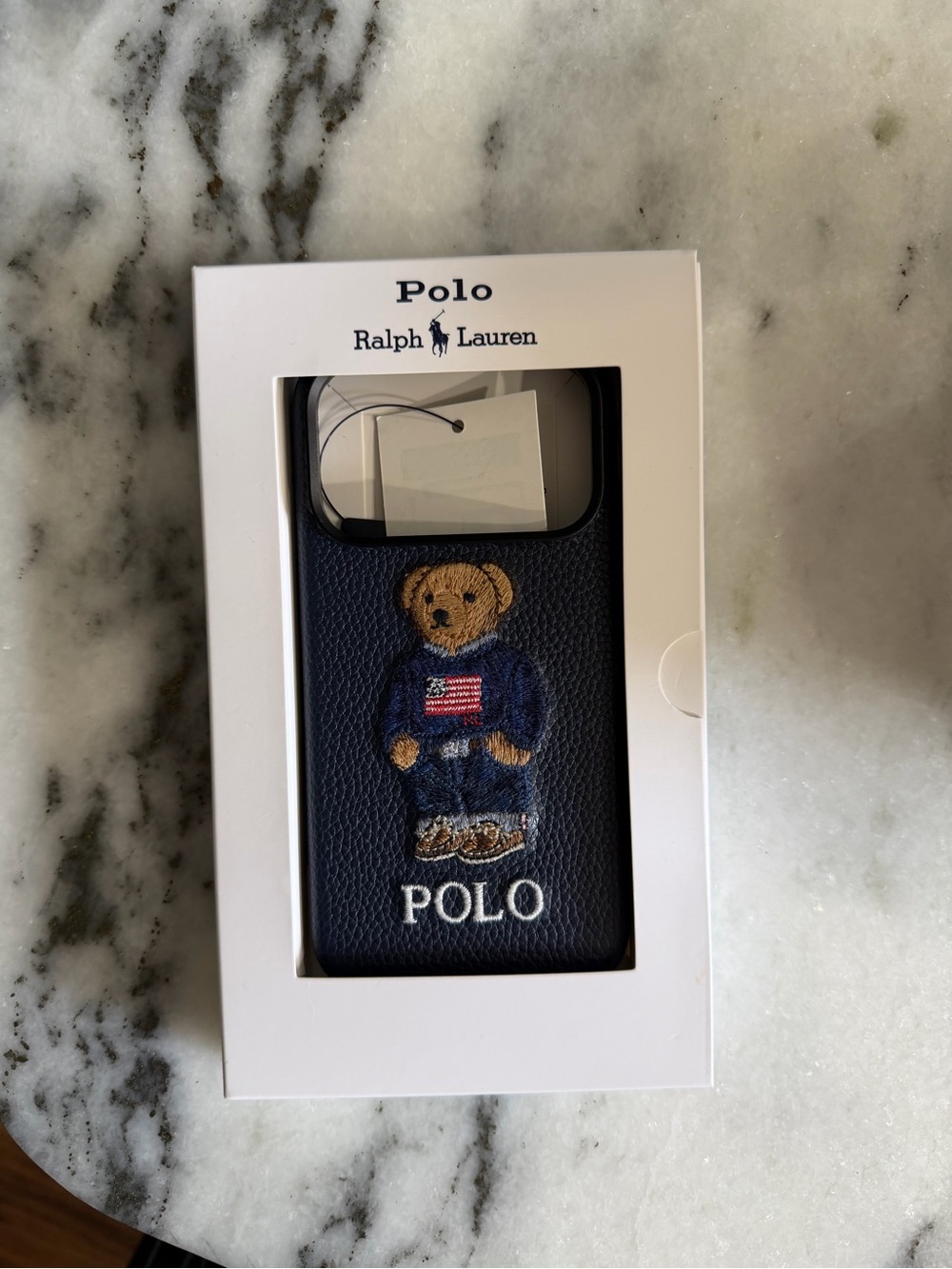 Polo by Ralph Lauren Navy Teddy Bear Embroidered Phone Case